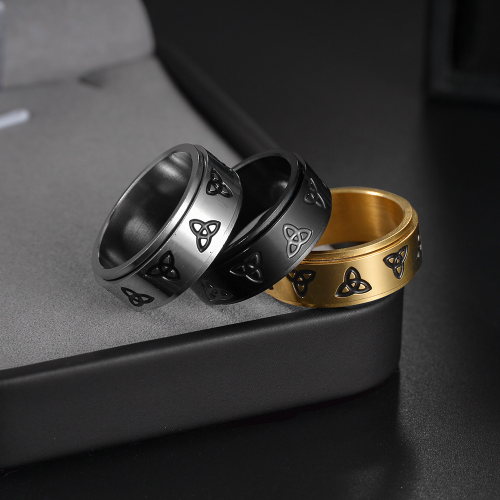 11g Weight PVD Coated Gold Plating Process Gold Plated Plating Material Fashion Geometric 304 Stainless Steel Gold Plated PVD Coated Men'S Rings Men Band Rings