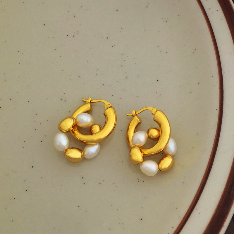 Retro Geometric Copper Earrings Plating Copper Earrings 1 Pair