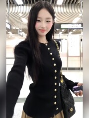 2025巨美单排扣长袖针织衫女秋季韩系感别致修身显瘦软糯毛衣上衣