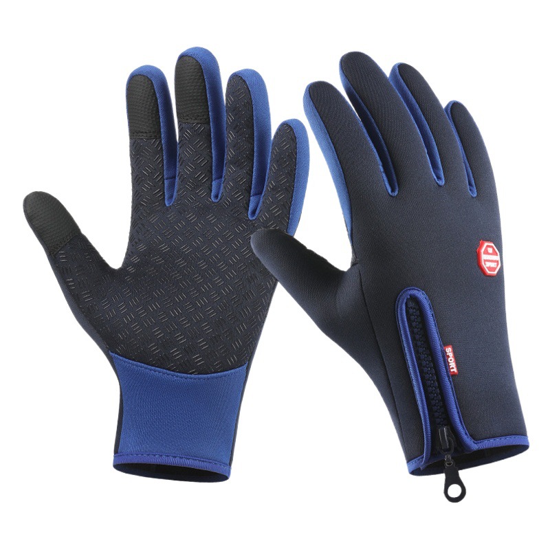 Venta al por mayor deportes al aire libre Otoño e Invierno hombres y mujeres de lana forrada pantalla táctil Cálido impermeable antideslizante montar a prueba de viento guantes