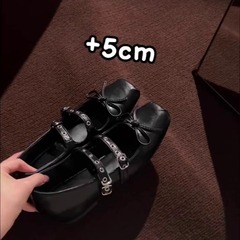 羊皮版~小个子内增高真皮双搭扣玛丽珍鞋女外穿通勤配裙子平底鞋