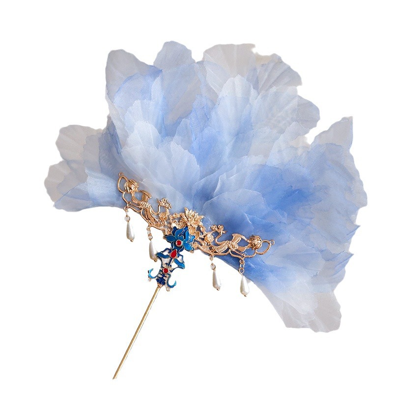 Ventilador de plumas de corona de flores calientes de estilo antiguo se puede usar como pinzas de pelo para tomar fotos accesorios para la cabeza vestidos antiguos super inmortales nuevos accesorios chinos