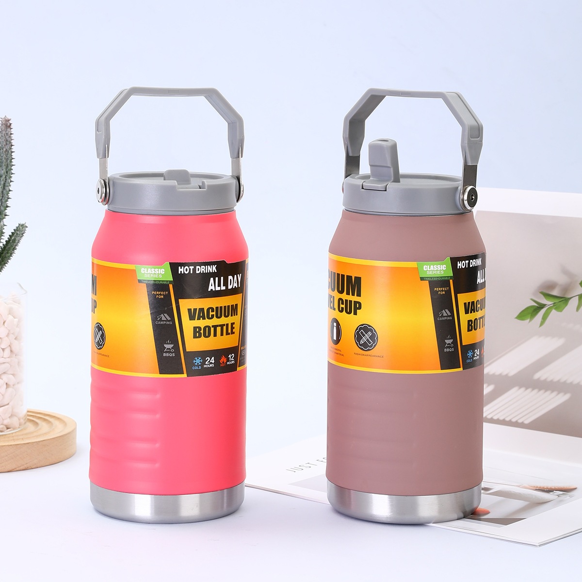 Nuevo transfronterizo 304 taza de aislamiento al vacío de acero inoxidable portátil taza de agua deportiva portátil para automóviles aislamiento frío gran cubículo de hielo sin