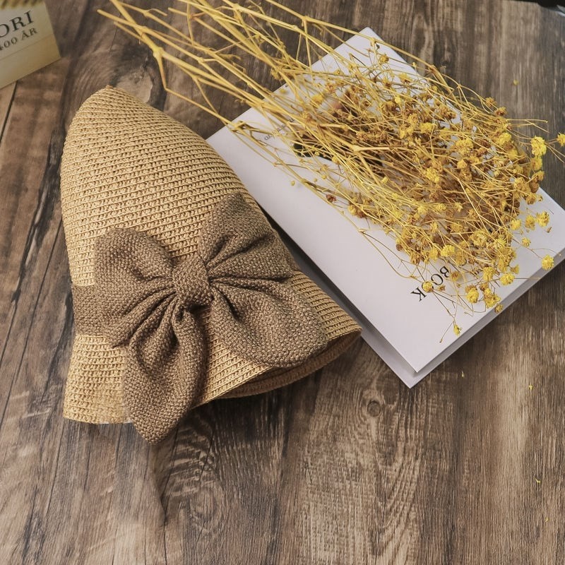 1458g Weight Bucket Hat Hats Type Casual, Outdoor, Beach Occasion Straw Material Bow Knot Pattern Summer Season Women's Gender Simple Style, Classic Style Style Curved Eaves Rim Women's Simple Style Classic Style Bow Knot Curved Eaves Bucket Hat 7