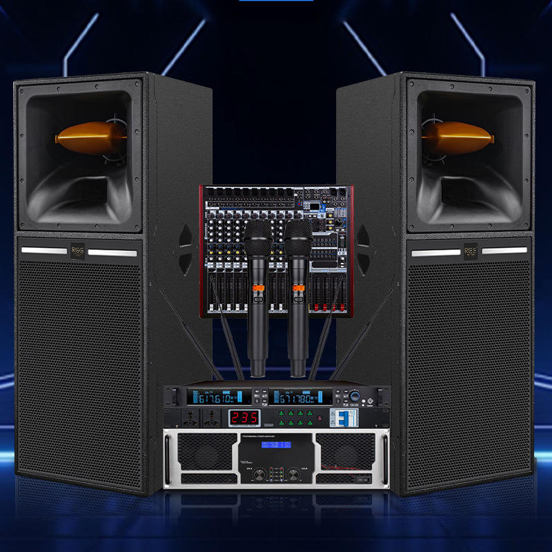 Boda de escenario conjunto de sonido de escenario doble 15 pulgadas caja de abedul con trompeta de frecuencia de tres partes alto