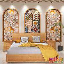 东南亚花纹壁纸波西米亚风格民宿酒店墙布摩洛哥餐厅卧室背景墙纸