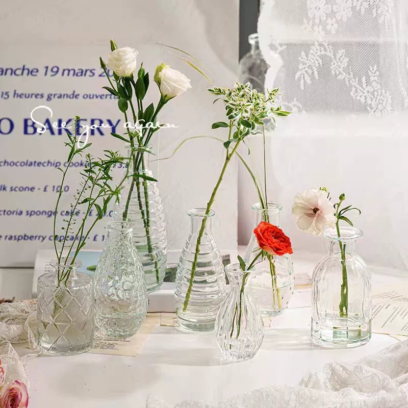 Винтажная стеклянная ваза во французском стиле ins Фэн-шуй гидропонная ваза в скандинавском стиле для дома цветов, декоративные украшения, цветочное искусство