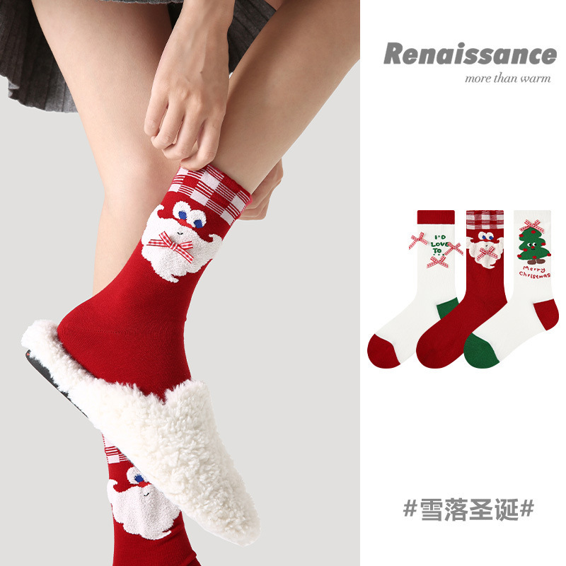 Renaissance Christmas socks women's autumn and winter socks cute home warm stockings holiday gift