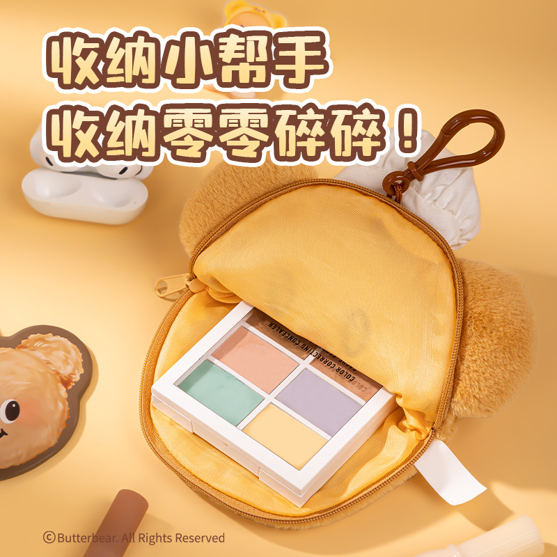 Deliky mantequilla Bear monedero de cambio auténtico púrpura hipopótamo mujer bolsa de almacenamiento de lápiz labial lindo botón