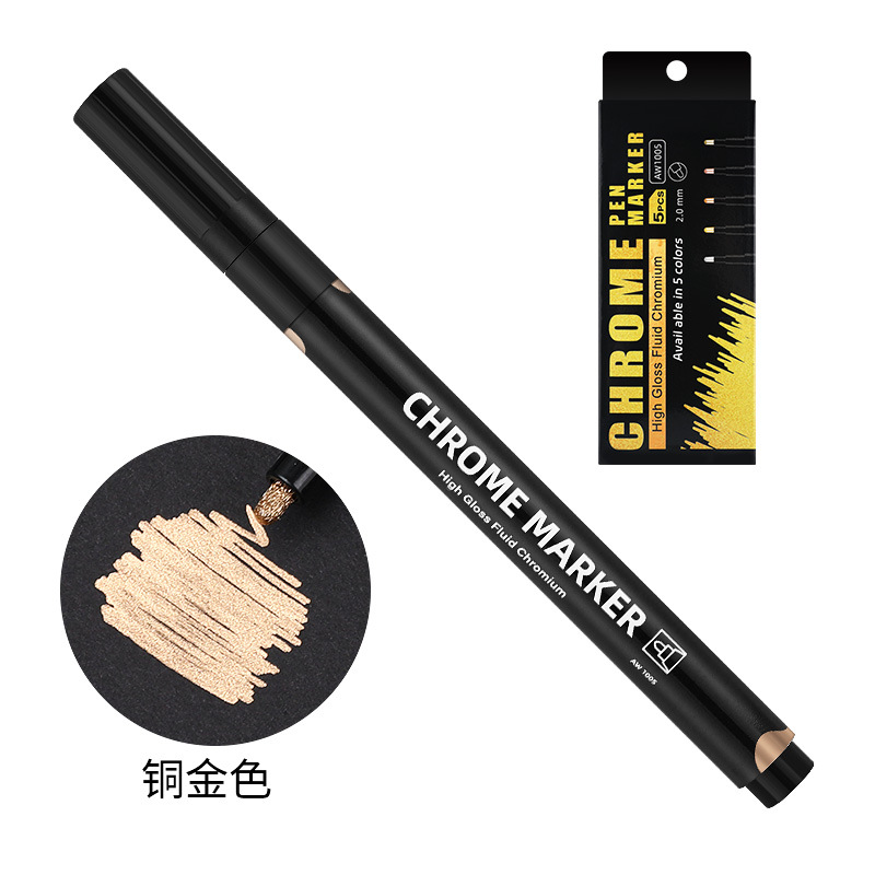 Bolígrafo de reparación de arañazos de modelo Pluma brillante para colorear y colorear Pluma de retoque de modelo de metal Pluma de espejo Pluma cromada al por mayor