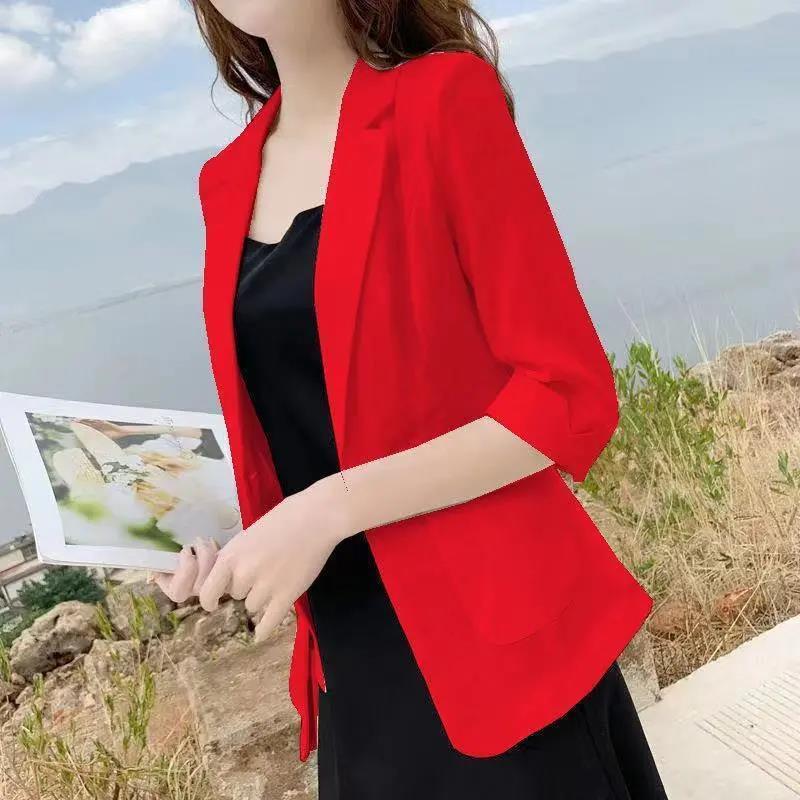 休闲上衣小西装新款防晒外套女2025透气薄款短春秋西服小个子|undefined