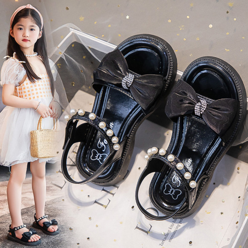 Women's New Sandals, Fashionable Summer Sandals for Girls, Little Princess Style, Small and Medium Children's Soft Sole Korean Style Baby Non-Slip Shoes
