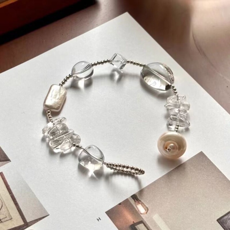 Fashion Baroque Style Clear Beaded Bracelet Light Luxury Niche Design Bracelet Exquisite Korean Style Fashion Bracelet