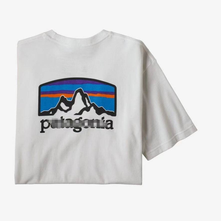 Comercio exterior verano montaña impresión casual suelta cuello redondo camiseta de manga corta hombres y mujeres parejas