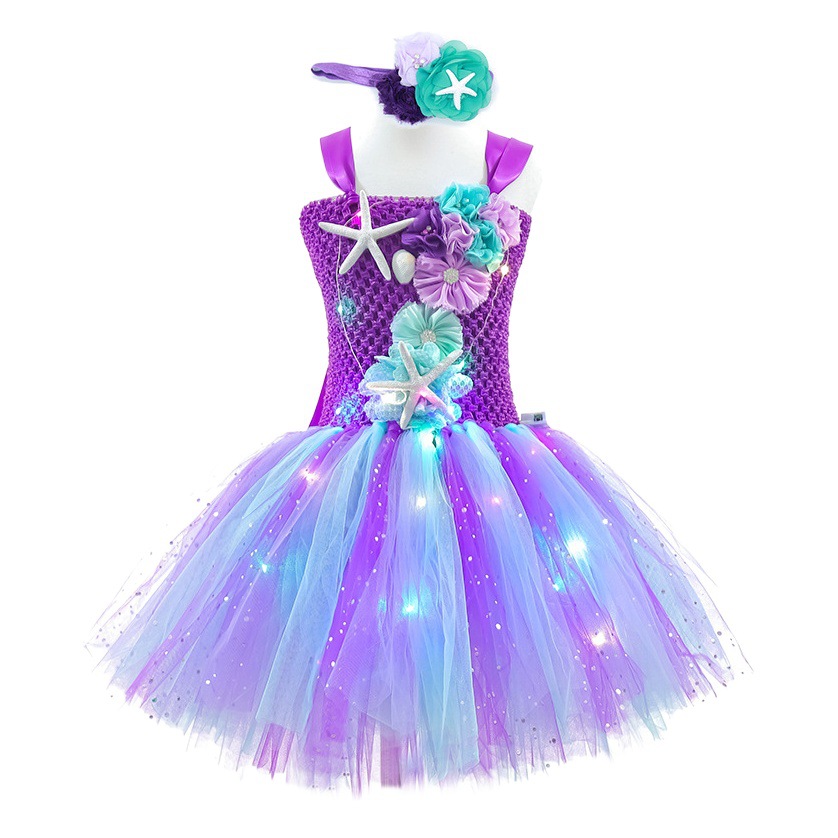 Flash sirena Cosplay niños princesa vestido niñas vestido de rendimiento de vacaciones sirena pettiskirt