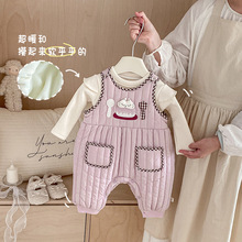 【不退不换】婴儿夹棉连体衣2025新款冬超萌卡通爬服+加绒打底衫