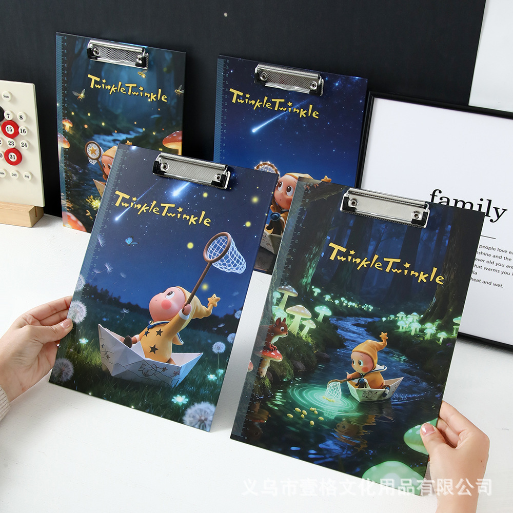 新品许愿星星人A4 板夹创意学生写字垫板 猎魔女团便签画板文件夹