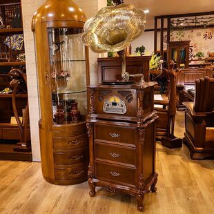 Antique Classical Living Room Audio Solid Wood Record Player Retro Gramophone Chinese Style Large European Style Speaker Tea Room