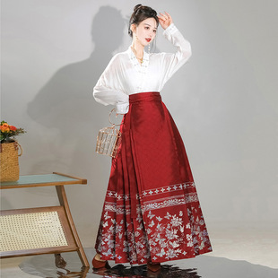 Красное ханьфу, юбка, комплект, свадебное платье