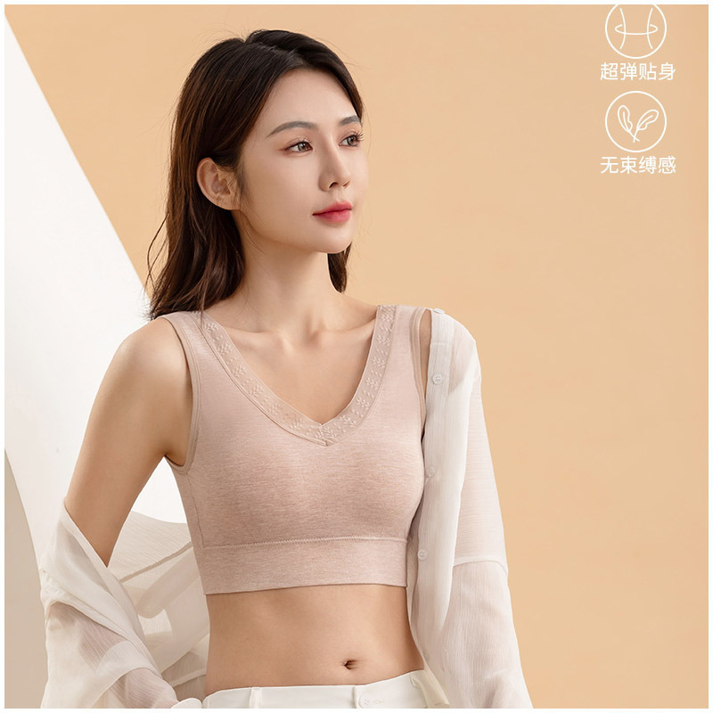 원활한 베어 암모니아 와이드 숄더 스트랩 조끼 속옷 여성의 아름다운 등 안티 러닝 라이트 포장 가슴 비 강철 링 얇은 고정 컵 브라 A005