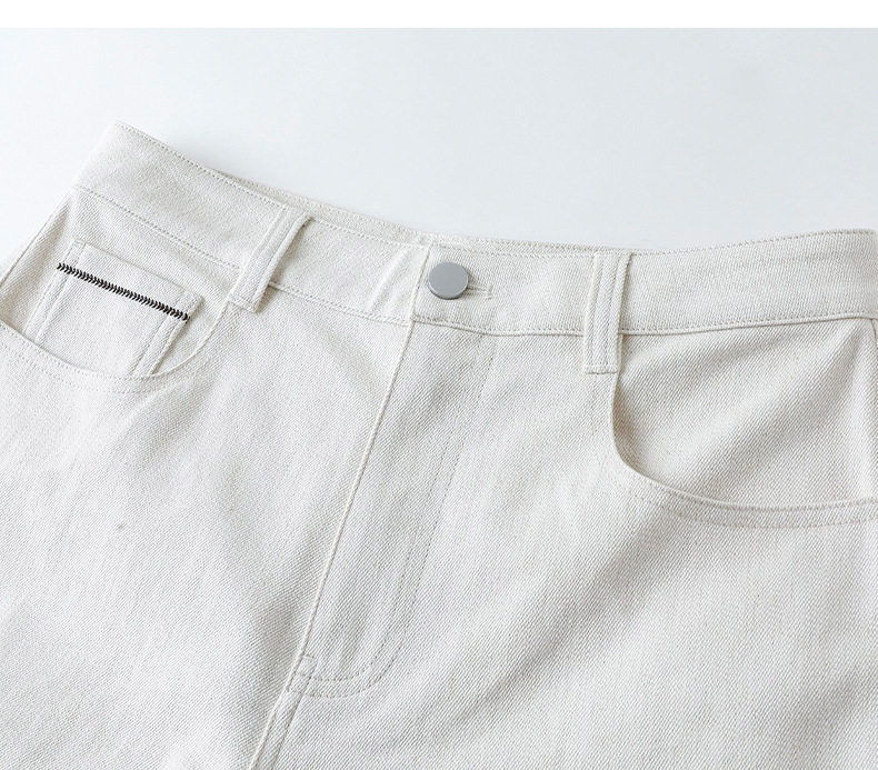 Quần ống rộng lưng cao phong cách tối giản, form suông đứng, dài chân, chất cotton — trắng chi tiết 14