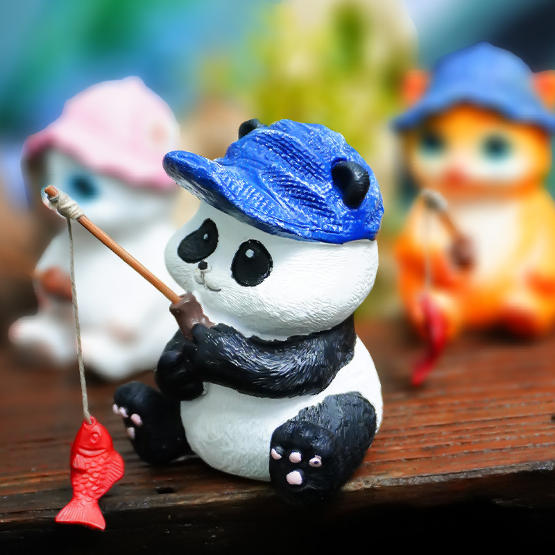 Paisajismo de peceras lindo acuario de pesca de panda colgante decoración de micro paisaje