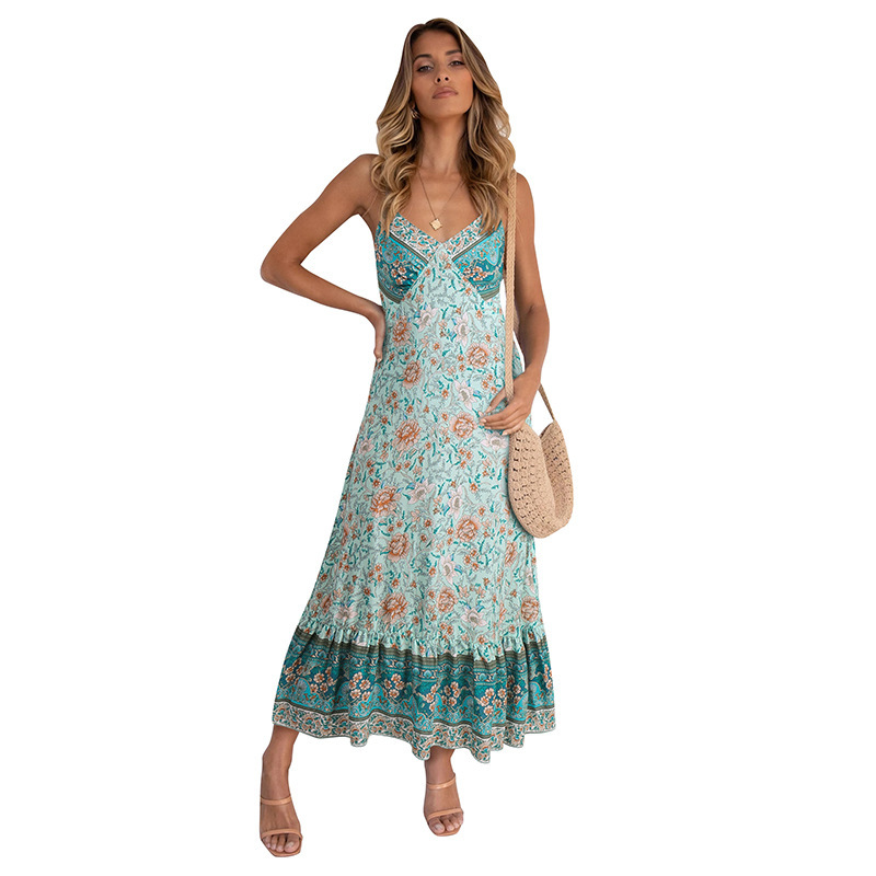 Bohemian Halter Floral A-line Dress NSSA71892