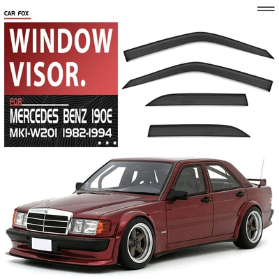 Suitable for Mercedes-Benz 190E Rain and Rain Mercedes Bench 190E Window visor (Rain shield) - cross-border-precision-without-logo-mercedes-benz-190e-mk1-w201-1982-1994-no-bright-strips-rain-shield-corner-protector-packaging