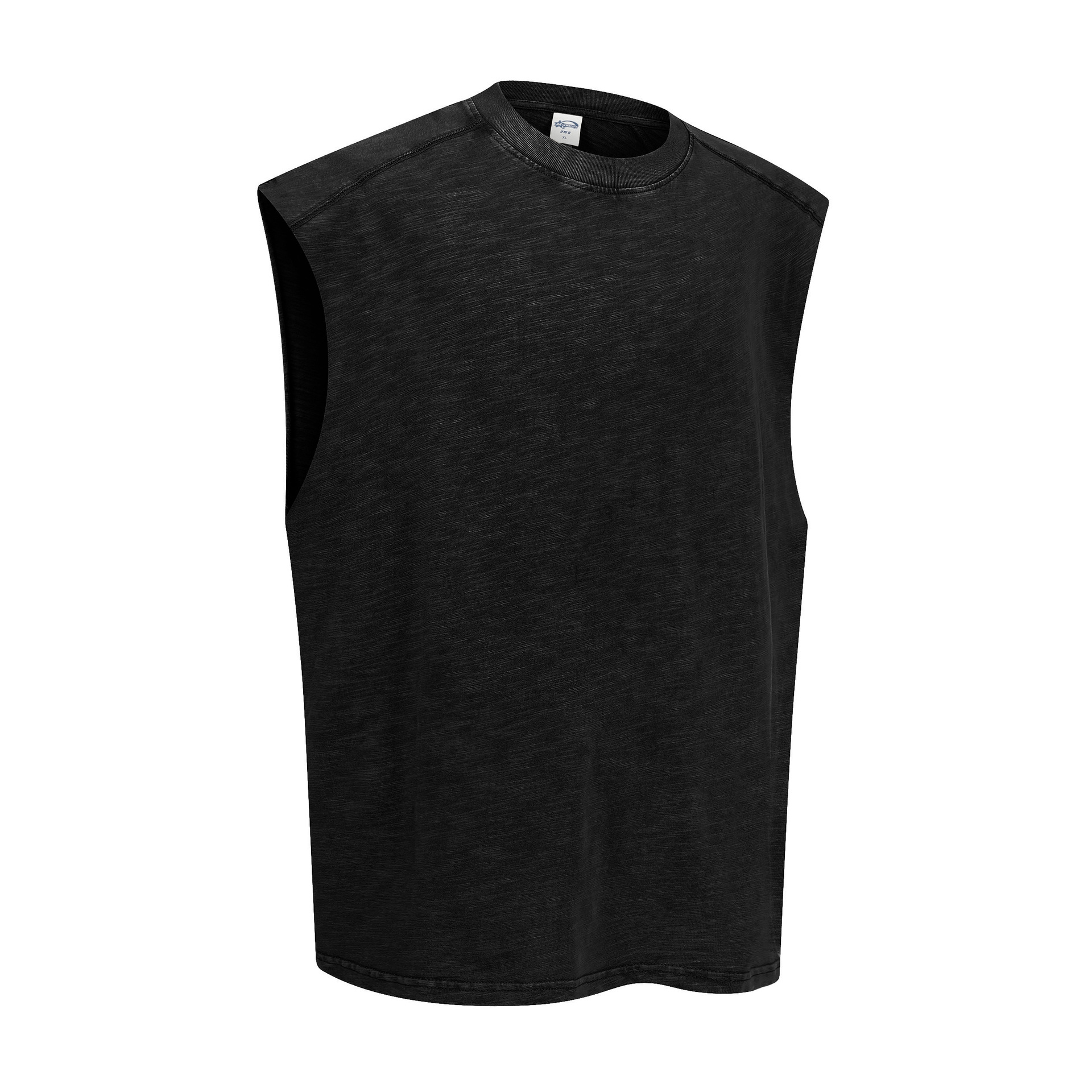 Chain tide2026 explosión de agua de lavado para hacer viejos chalecos de algodón de verano camisa casual de color sólido básico ajuste chaleco de hombre de verano