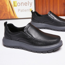 软羊皮2025秋季新款男士套脚休闲鞋轻软厚底舒适上线男皮鞋子批发