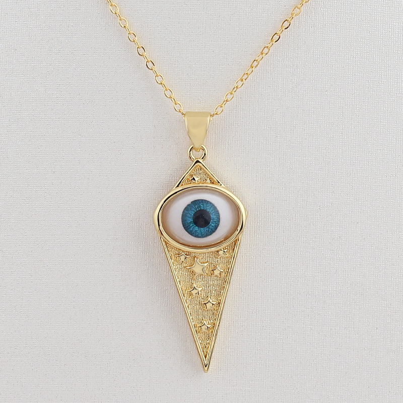 Retro Eye Rhombus Copper Necklace Inlaid Resin Copper Necklaces