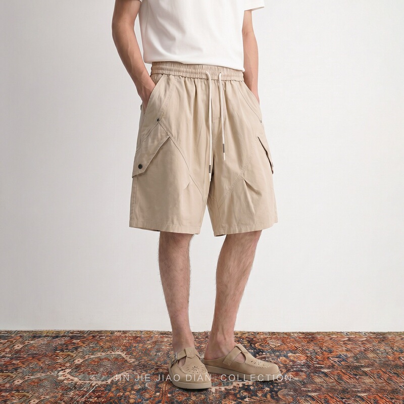 Urban Nomadic Style Retro Combed Washed Work Shorts Men's Casual Pants 2026 New Model Five-Point Pants