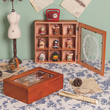 跨境带盖木盒杂货防尘收纳盒zakka复古首饰展示柜化妆品分格托盘