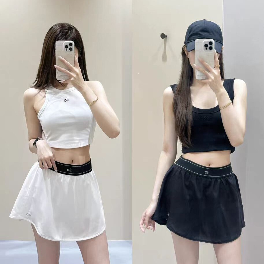 al网裙女字母印花防走光裙裤夏季新款网球裙瑜伽运动健身半身裙