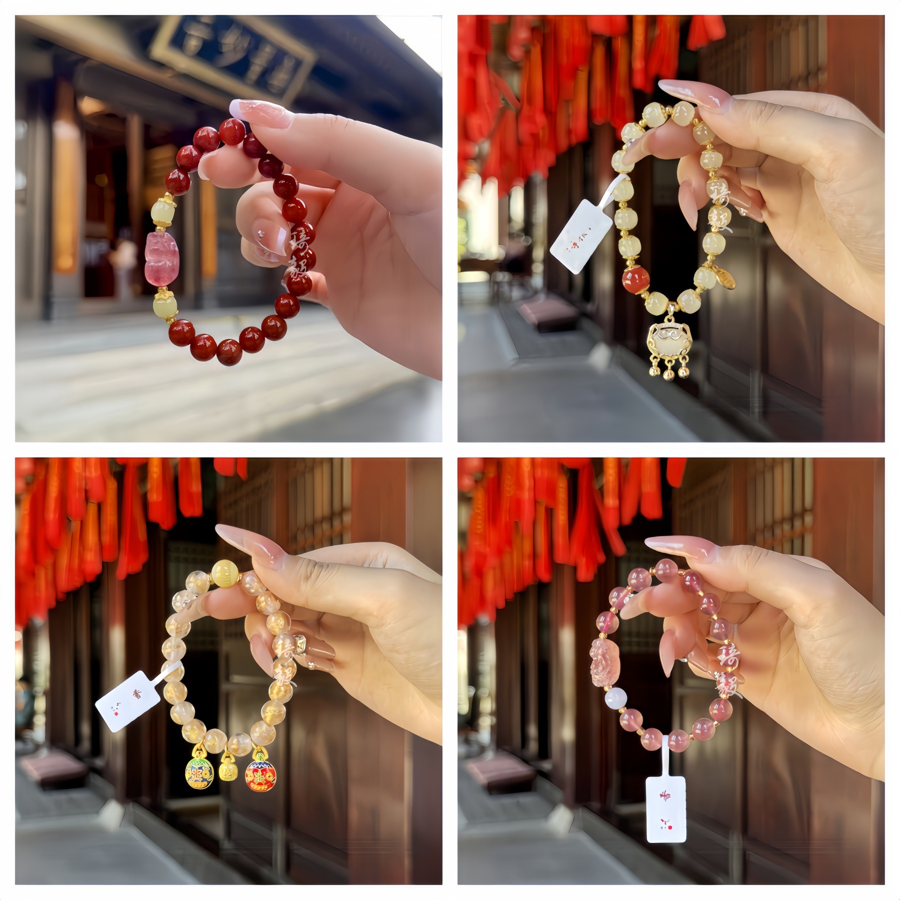 寺庙同款天然南红玛瑙貔貅手串和田玉草莓晶貔貅手链直播礼物原创