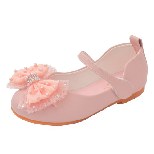 Wholesale children's shoes for girls and babies, soft sole single shoes suitable for spring and autumn, all seasons, white small leather shoes for princesses with bowknots
