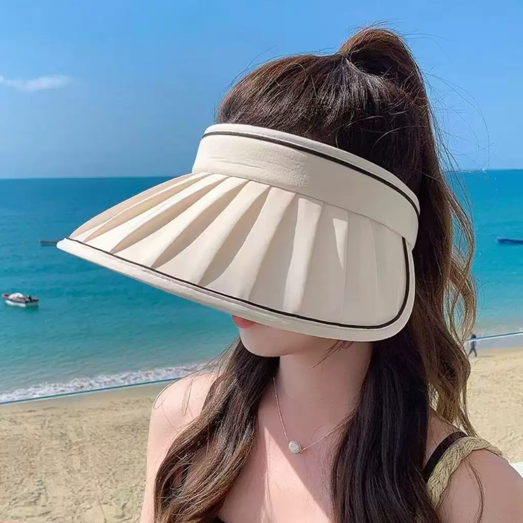 韩版空顶防晒帽女夏季新款紫外线大檐遮阳帽子显户外贝壳太阳帽