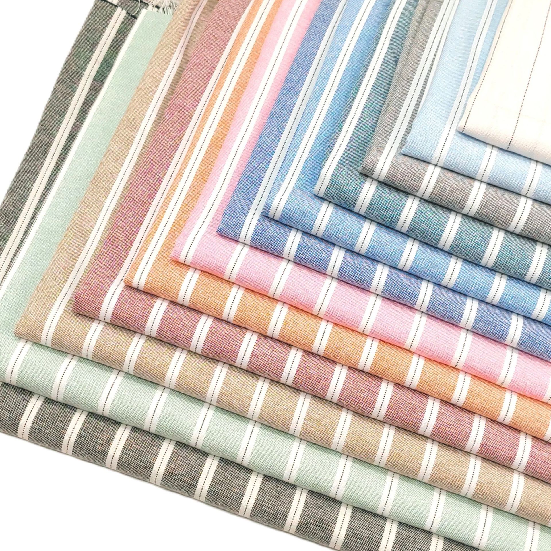 CVC牛津纺条子布工装套装条纹面料裤装衬衫条子