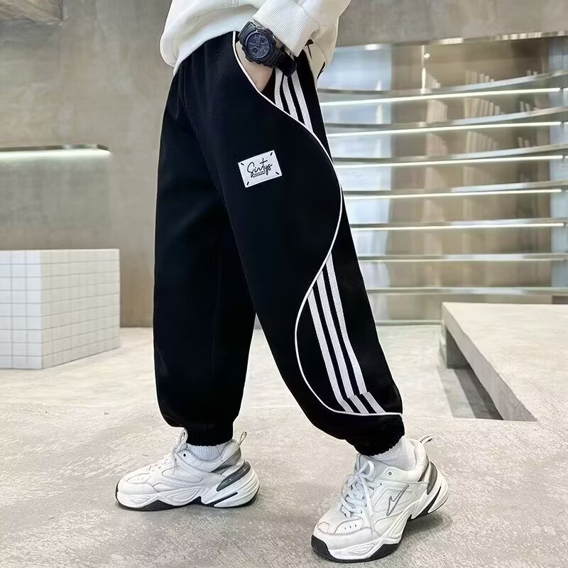 子供服男の子秋パンツ2025新作中大型子供春秋男の子スポーツスウェットパンツ秋ズボン流行|undefined