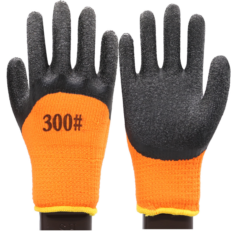 Impermeable guantes de trabajo caliente terry inmersión resistente al desgaste invierno forrado de lana gruesa caliente anti-congelación guantes de montar al por mayor