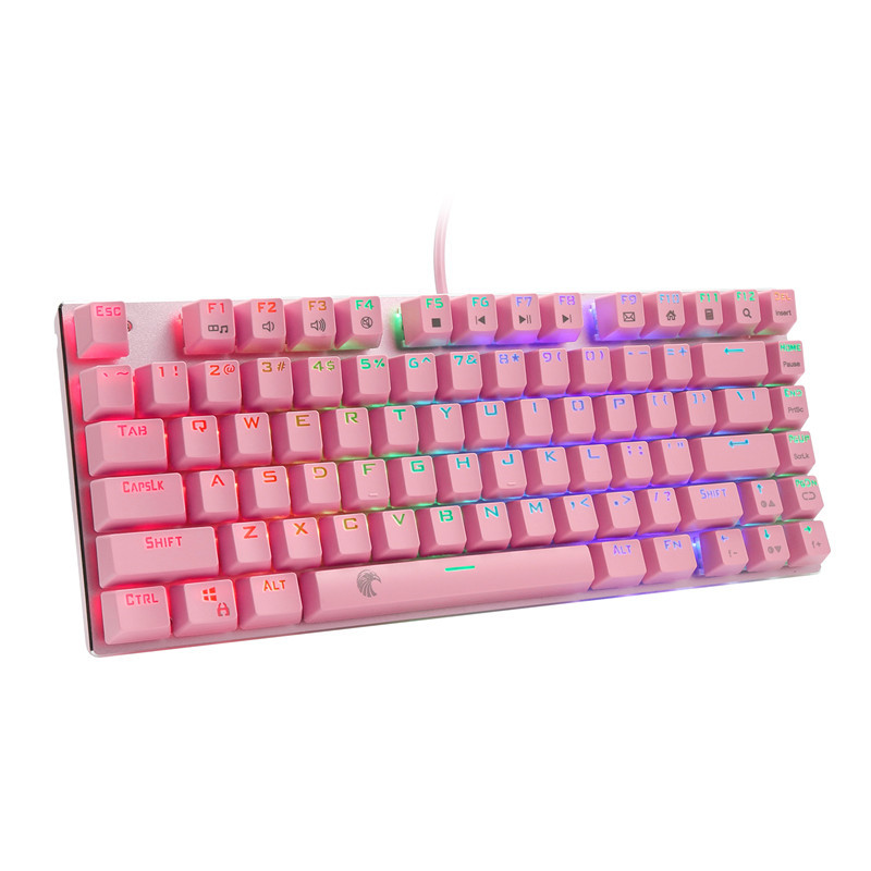 E element Z88 81 key mechanical pink illuminated keyboard, laptop, desktop computer, office game_voghion.com