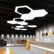 led六边形蜂巢造型灯健身房网咖办公室吊灯菱形六角形工业风青易