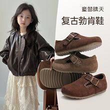 女童勃肯鞋26-33码公主小皮鞋2025新款儿童软底单鞋女宝宝豆豆鞋
