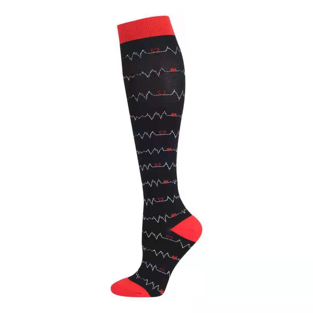 Compression Running Socks, Unisex Jacquard Knee-High Socks, Multiple Patterns, S/M & L/XL