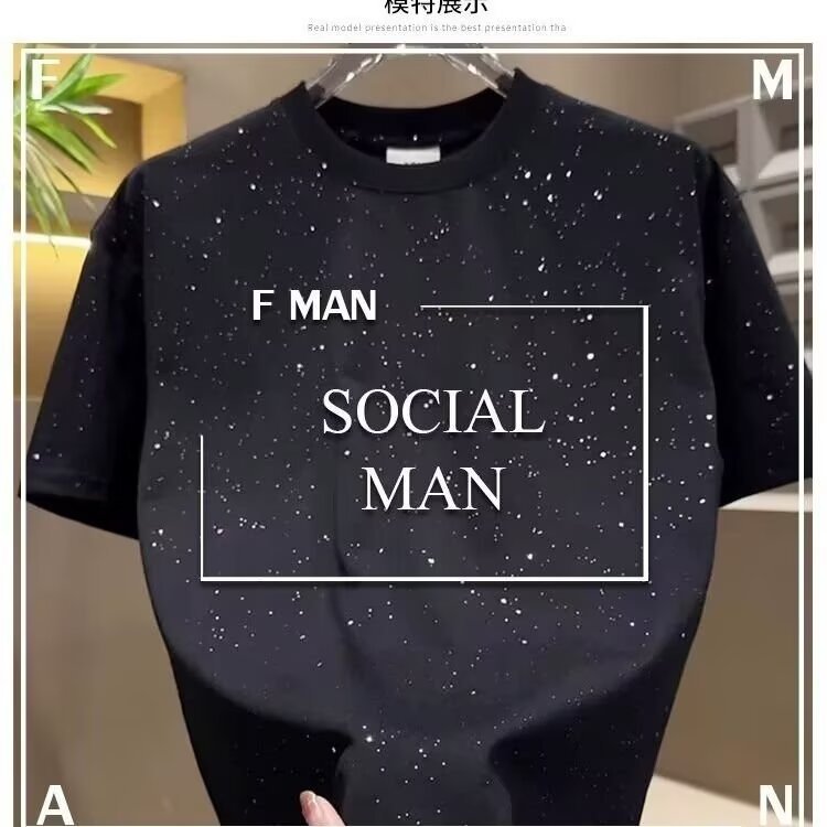 Verano de moda europea en la marca de moda 2026 nuevo hombre camiseta de manga corta con sequillas