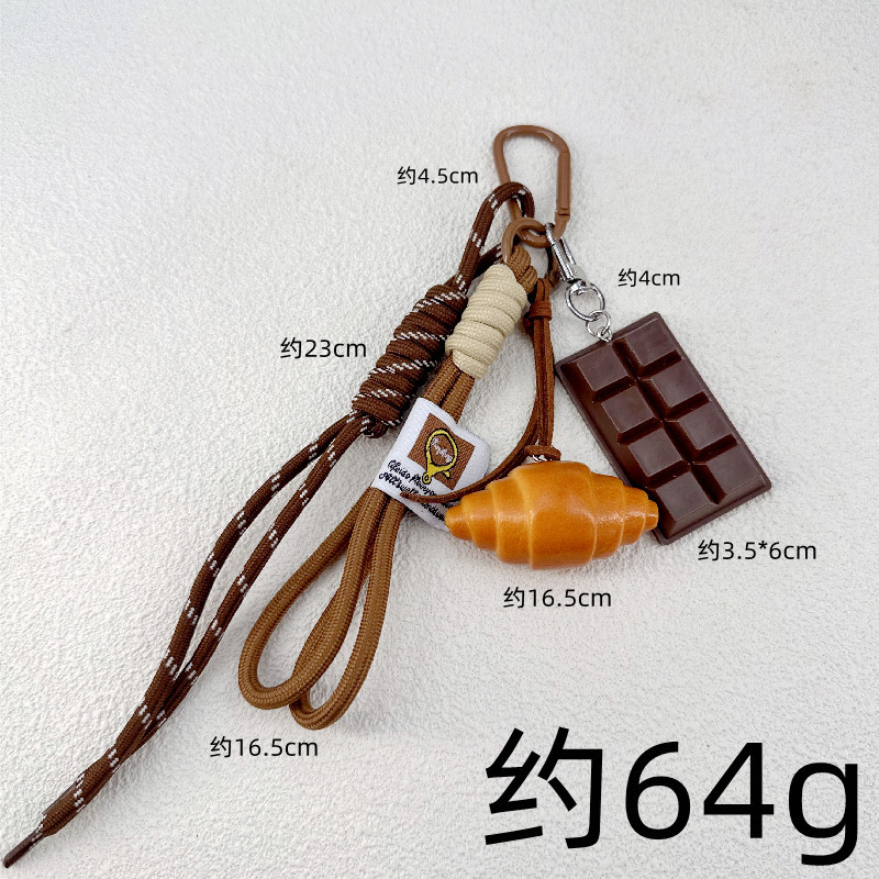 Comida de simulación de viento ins, bolsa de superficie de agua alcalina transfronteriza miu, colgante de chocolate, joyería, llavero de personalidad linda