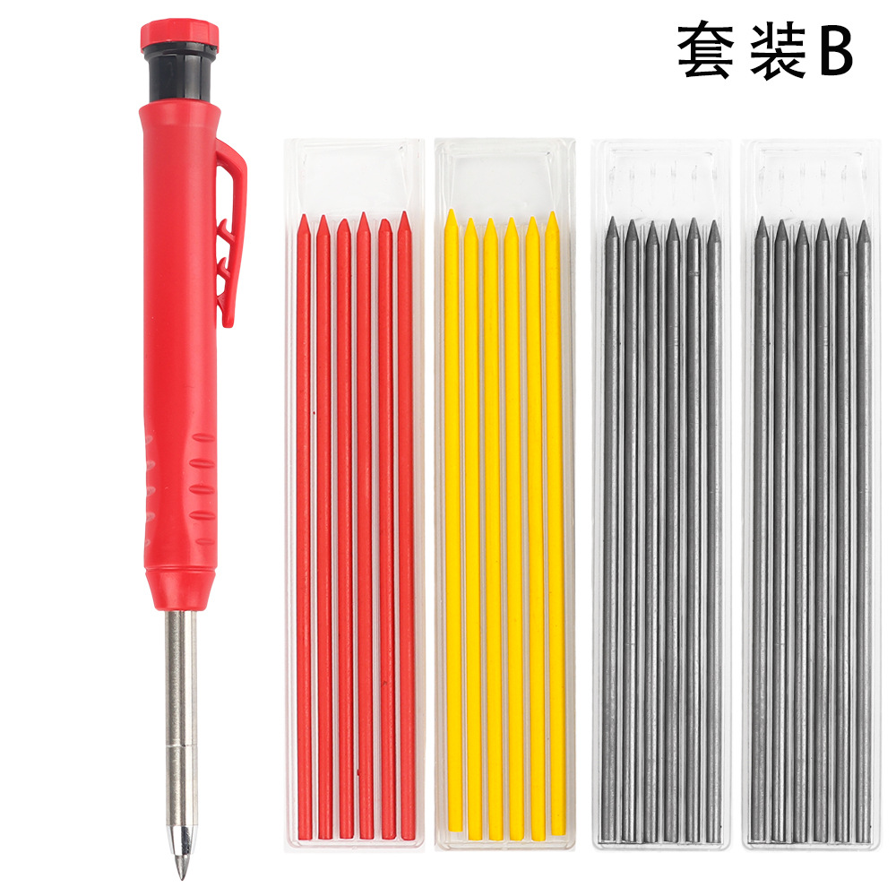 Lápiz agujero profundo carpintería pluma móvil carpintería pintura ingeniería pluma ajustable marcado grafito recarga con pelador