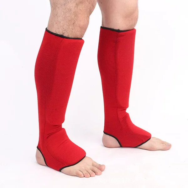 Karate Protective Gear, Shin Guards, Foot Guards, Cotton Knitted Mma Fighting Sanda Protective Gear, Boxing Leg Guards, Thick Calf Guards