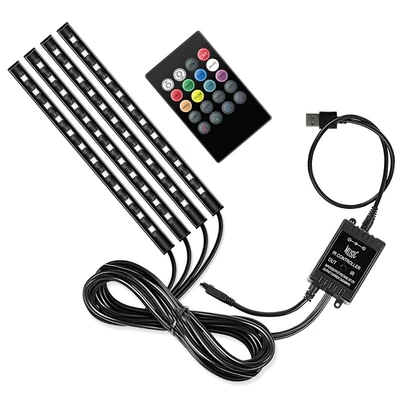 Cross-border car LED car light decorative light USB atmosphere light colorful voice-controlled atmosphere light RGB car foot light (Other lights) - 48-lamp-beads-remote-control-voice-control-usb-head