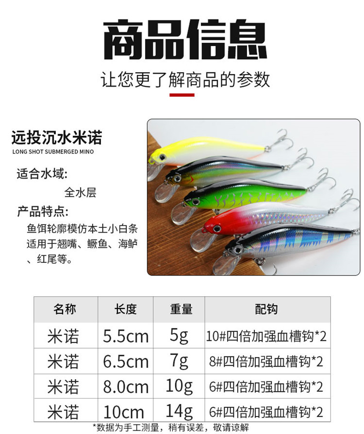 Sinking Minnow Fishing Lures Hard Baits Fresh Water Bass Swimbait Tackle Gear